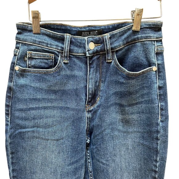 Judy Blue Slim Fit Cropped Jeans Frayed Raw Hem‎ Denim Casual Stretch Size 3/26 - Picture 2 of 7